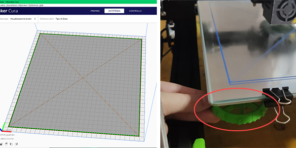 screen cura, foto mentre stampa e evidenziare rotelle