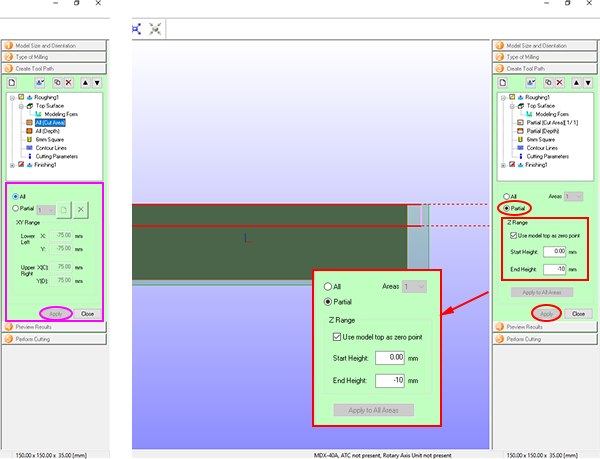 toolpath partials